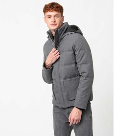 GEMO Blouson homme matelassé avec capuche Gris