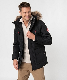 parka homme avec capuche a bord amovible noirI294401_1