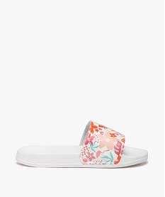 GEMO Mules de piscine fille à bandeau imprimé fleurs rose chine
