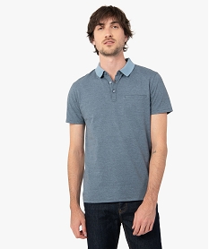 GEMO Polo homme à fines rayures et manches courtes kaki fonce