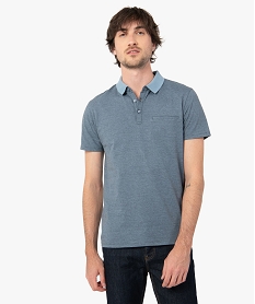 GEMO Polo homme à fines rayures et manches courtes Bleu