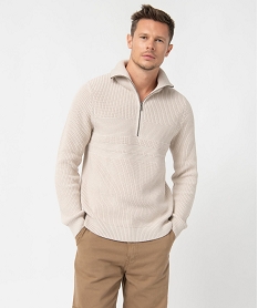 pull homme en grosse maille a col camionneur beigeI296201_1