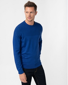 pull homme a col rond avec zip sur lepaule bleuI296401_1