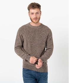 pull homme a col rond en maille chinee beigeI296801_1