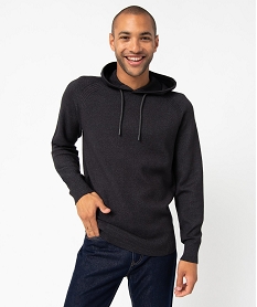 GEMO Pull homme à capuche esprit sweat Gris