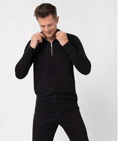 GEMO Pull homme en maille fine avec col camionneur Noir