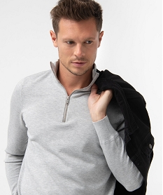 GEMO Pull homme en maille fine avec col camionneur Gris