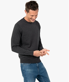 GEMO Pull à col rond en coton homme Gris