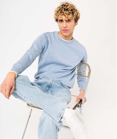 GEMO Pull homme à col rond en coton Bleu