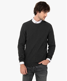 pull homme uni en maille fantaisie grisI298101_1