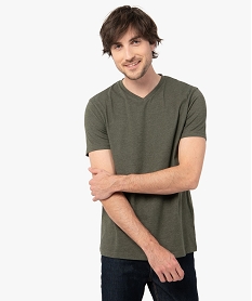 GEMO Tee-shirt à manches courtes et col V homme kaki chine