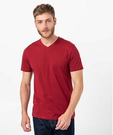 GEMO Tee-shirt à manches courtes et col V homme Rouge