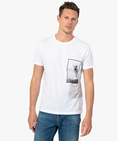 GEMO Tee-shirt homme à manches courtes motif surf blanc standard