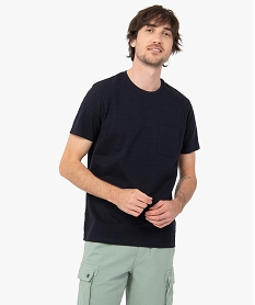 GEMO Tee-shirt homme à manches courtes uni à imprimé relief vert chine