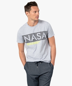 tee-shirt homme avec inscription fluo - nasa grisI302701_1