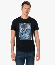 GEMO Tee-shirt homme à manches courtes motif crâne noir standard