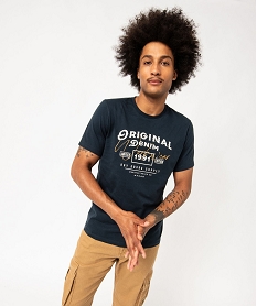 GEMO Tee-shirt homme à manches courtes avec imprimé rétro Gris