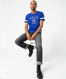 GEMO Tee-shirt homme à manches courtes avec inscriptions - Yale Bleu