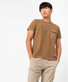 GEMO Tee-shirt homme en maille piquée avec poche poitrine beige standard