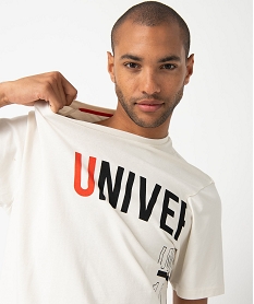 GEMO Tee-shirt homme à manches courtes oversize avec inscriptions Blanc