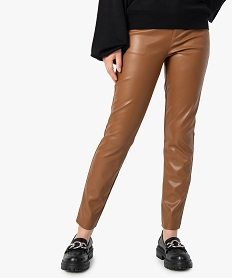 GEMO Pantalon femme en synthétique imitation cuir Orange