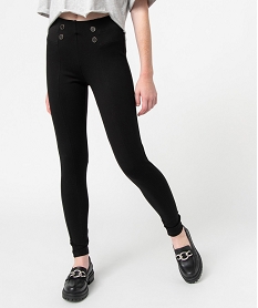 GEMO Legging femme avec boutons fantaisie à la taille Noir