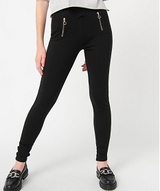 GEMO Legging femme avec surpiqûres et zip fantaisie Noir