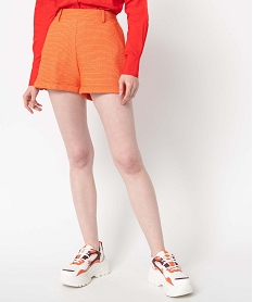 GEMO Short femme à petits carreaux coupe ample Orange