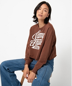 GEMO Sweat femme coupe courte finitions bords-francs - Camps United marron standard