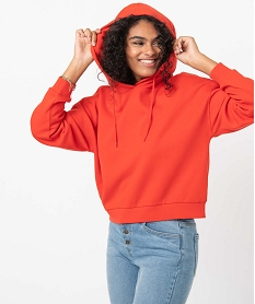 GEMO Sweat femme court à capuche rouge standard