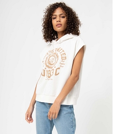 GEMO Sweat femme sans manches à capuche – Camps United blanc chine