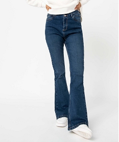 GEMO Jean femme coupe bootcut taille haute Bleu