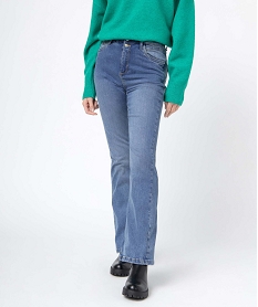 GEMO Jean femme coupe bootcut taille haute Bleu