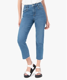 GEMO Jean femme coupe Straight taille haute longueur 78ème Gris