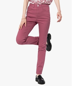 GEMO Pantalon femme en coton stretch coupe Regular Violet