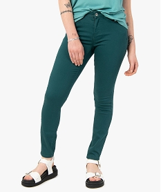 pantalon femme coupe slim en toile extensible vertI312001_1