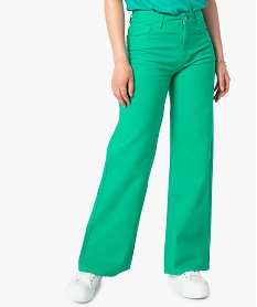 GEMO Jean femme coupe large taille haute vert standard
