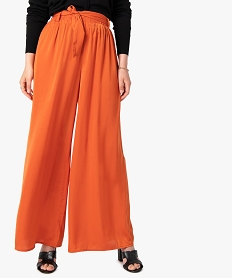 pantalon femme large en matiere satinee orangeI312401_2