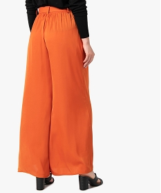 pantalon femme large en matiere satinee orangeI312401_3