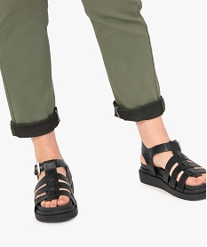 pantalon femme grande taille en coton stretch coupe regular vert pantalons et jeansI312601_2