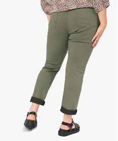pantalon femme grande taille en coton stretch coupe regular vertI312601_3