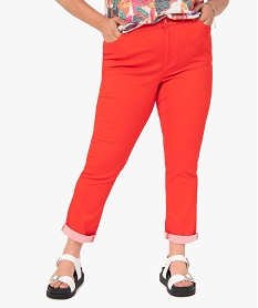 pantalon femme grande taille en coton stretch coupe regular rougeI312701_1