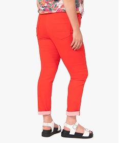 pantalon femme grande taille en coton stretch coupe regular rougeI312701_3