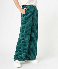 GEMO Pantalon femme imprimé en matière satinée Vert