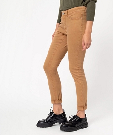 GEMO Pantalon femme coupe slim en coton stretch Orange