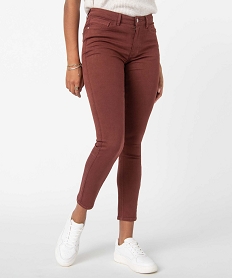 GEMO Pantalon femme coupe slim en coton stretch Brun