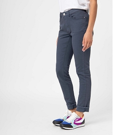 GEMO Pantalon femme coupe slim en coton stretch Bleu