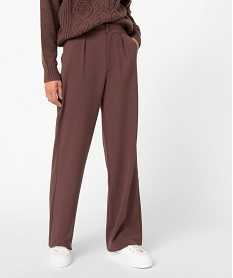 GEMO Pantalon femme en toile coupe large marron standard