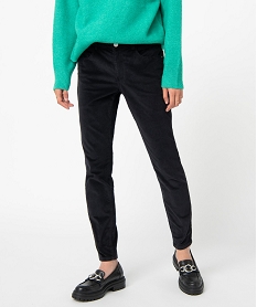 GEMO Pantalon femme en velours coupe slim noir vif