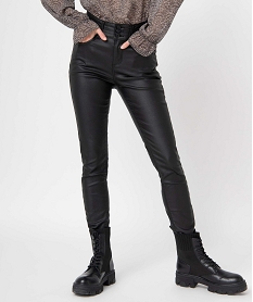 GEMO Pantalon femme en toile enduite taille haute noir standard